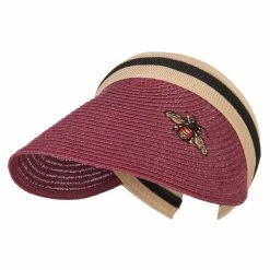 Something Special Straw Clip On Visor With Stripe Fabric Band