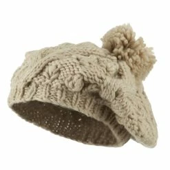 City Hunter Twist Beret Knitted With Pom Pom