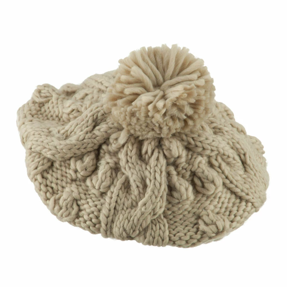City Hunter Twist Beret Knitted With Pom Pom - Image 2