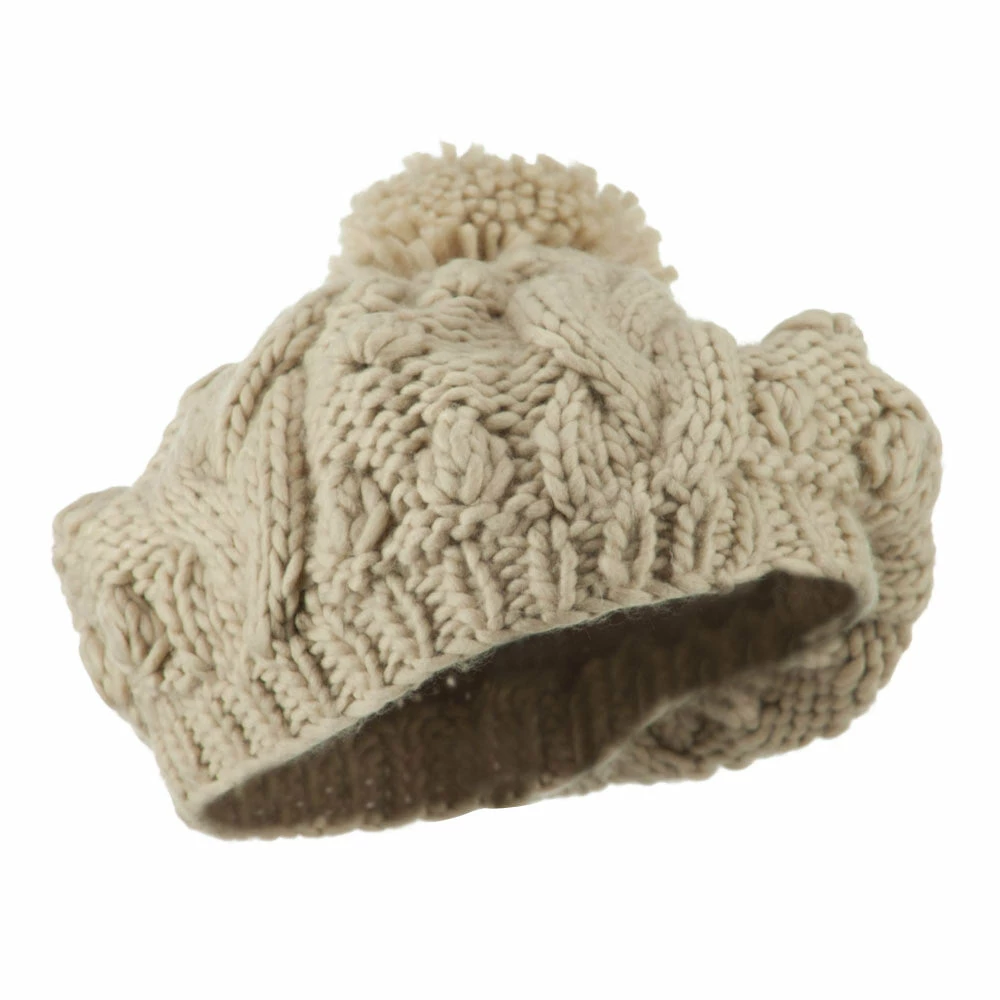 City Hunter Twist Beret Knitted With Pom Pom - Image 4
