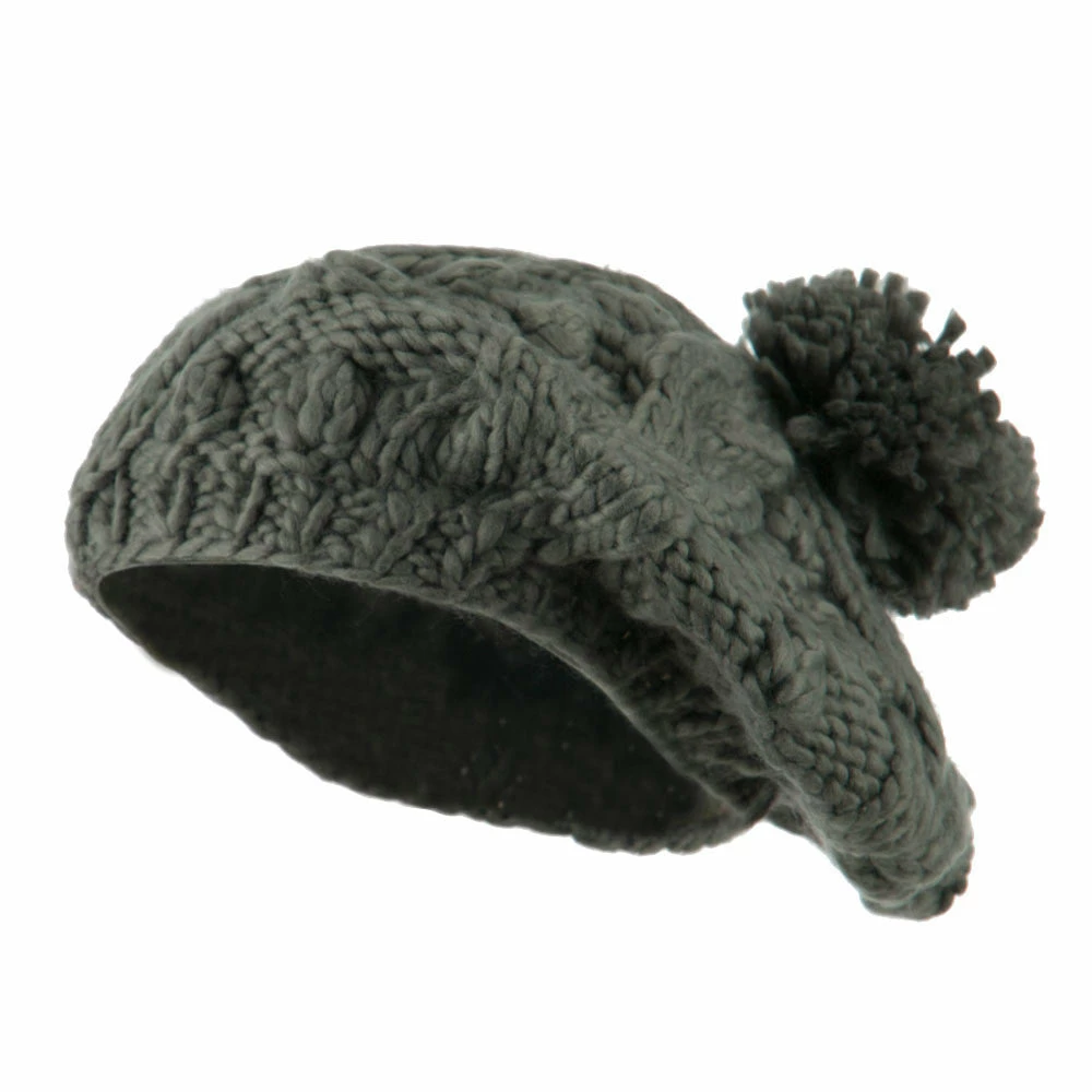 City Hunter Twist Beret Knitted With Pom Pom - Image 6