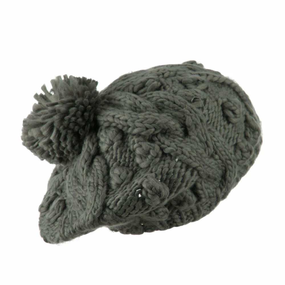 City Hunter Twist Beret Knitted With Pom Pom - Image 8