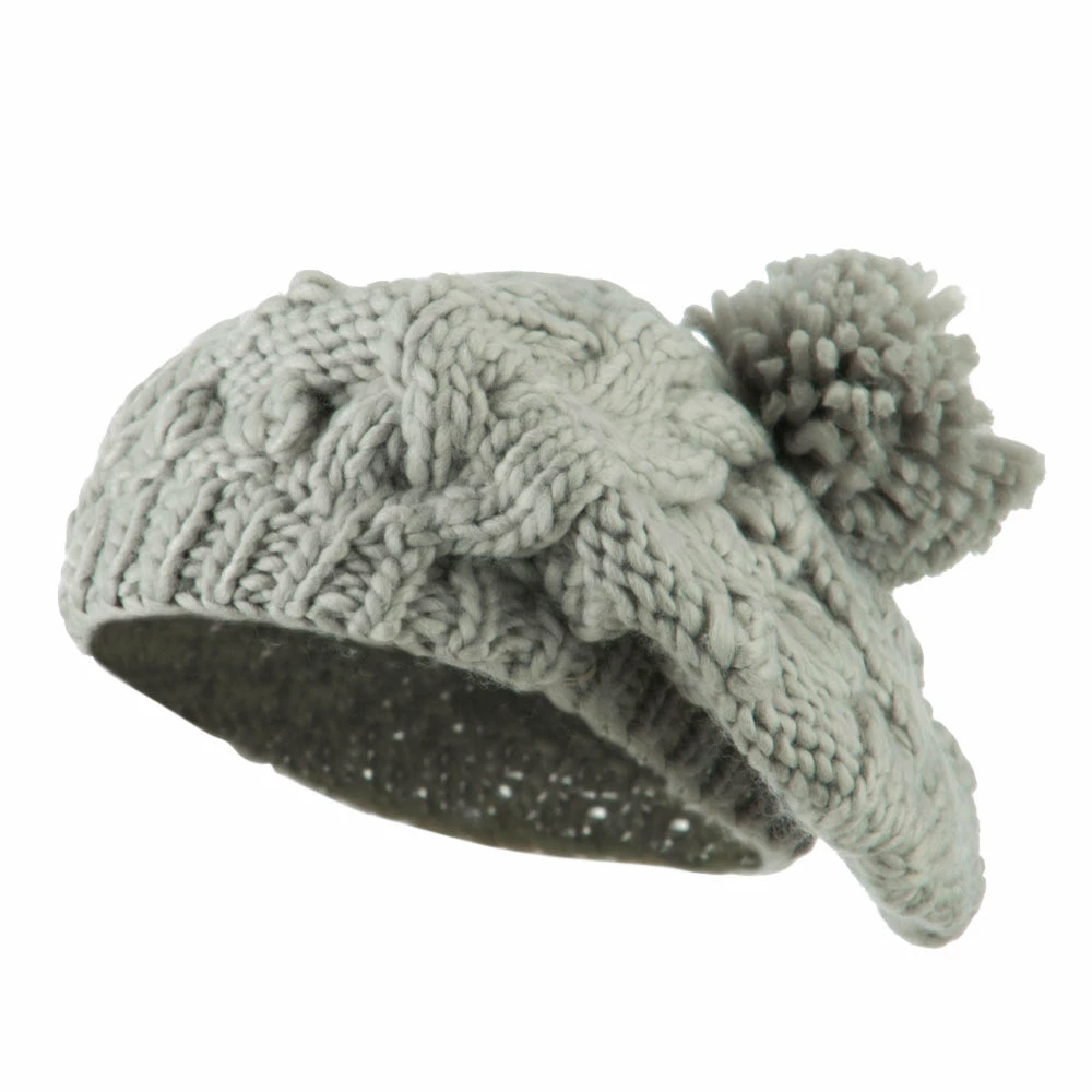 City Hunter Twist Beret Knitted With Pom Pom - Image 11
