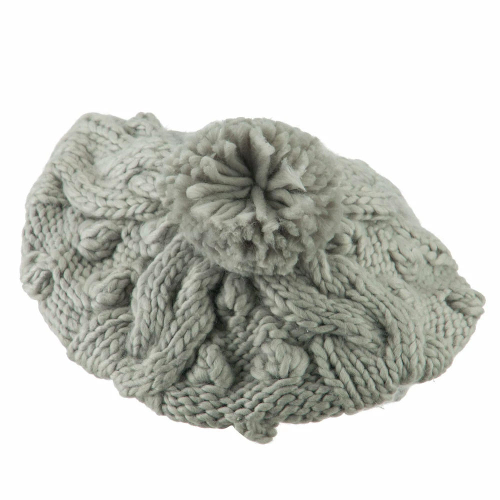 City Hunter Twist Beret Knitted With Pom Pom - Image 12