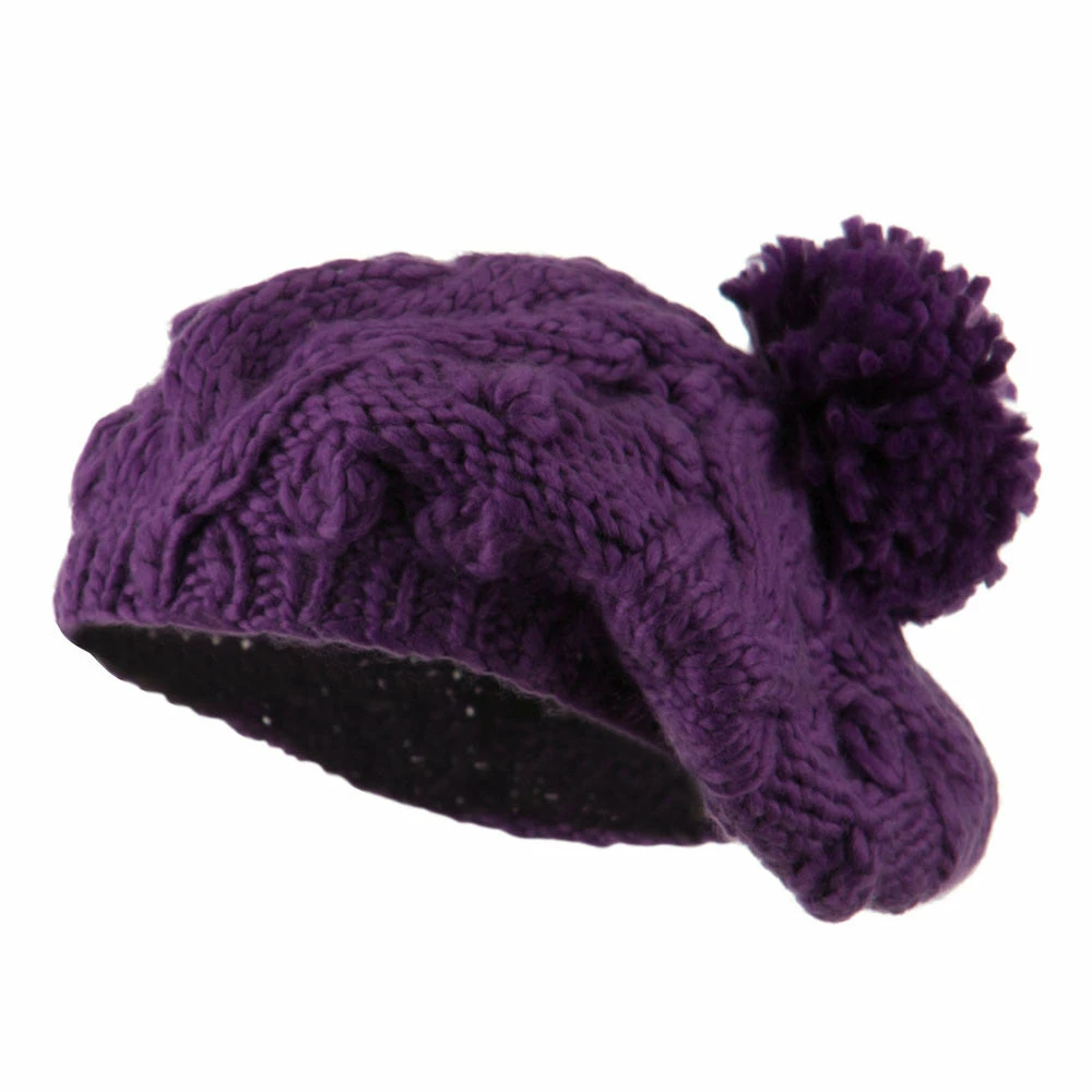 City Hunter Twist Beret Knitted With Pom Pom - Image 16