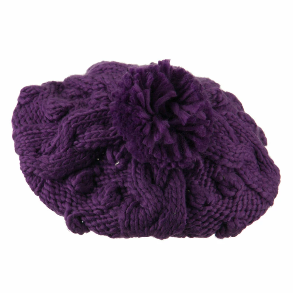 City Hunter Twist Beret Knitted With Pom Pom - Image 17
