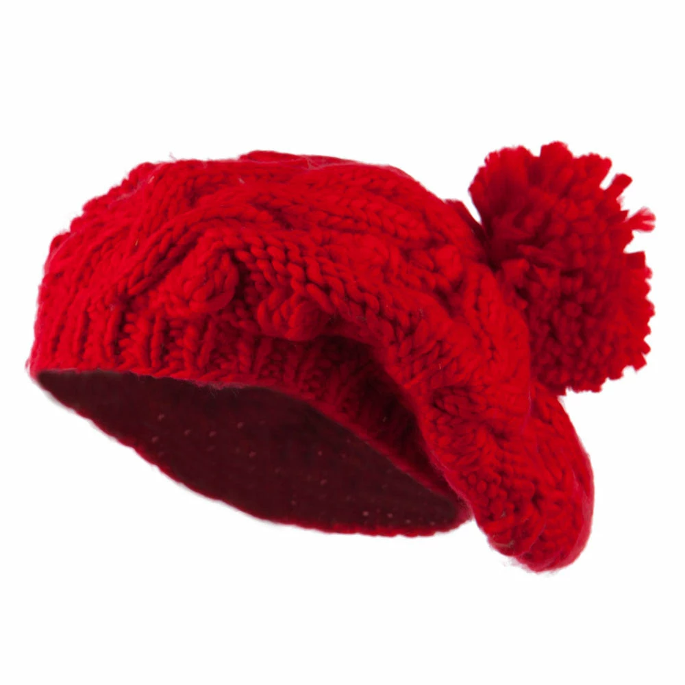 City Hunter Twist Beret Knitted With Pom Pom - Image 21