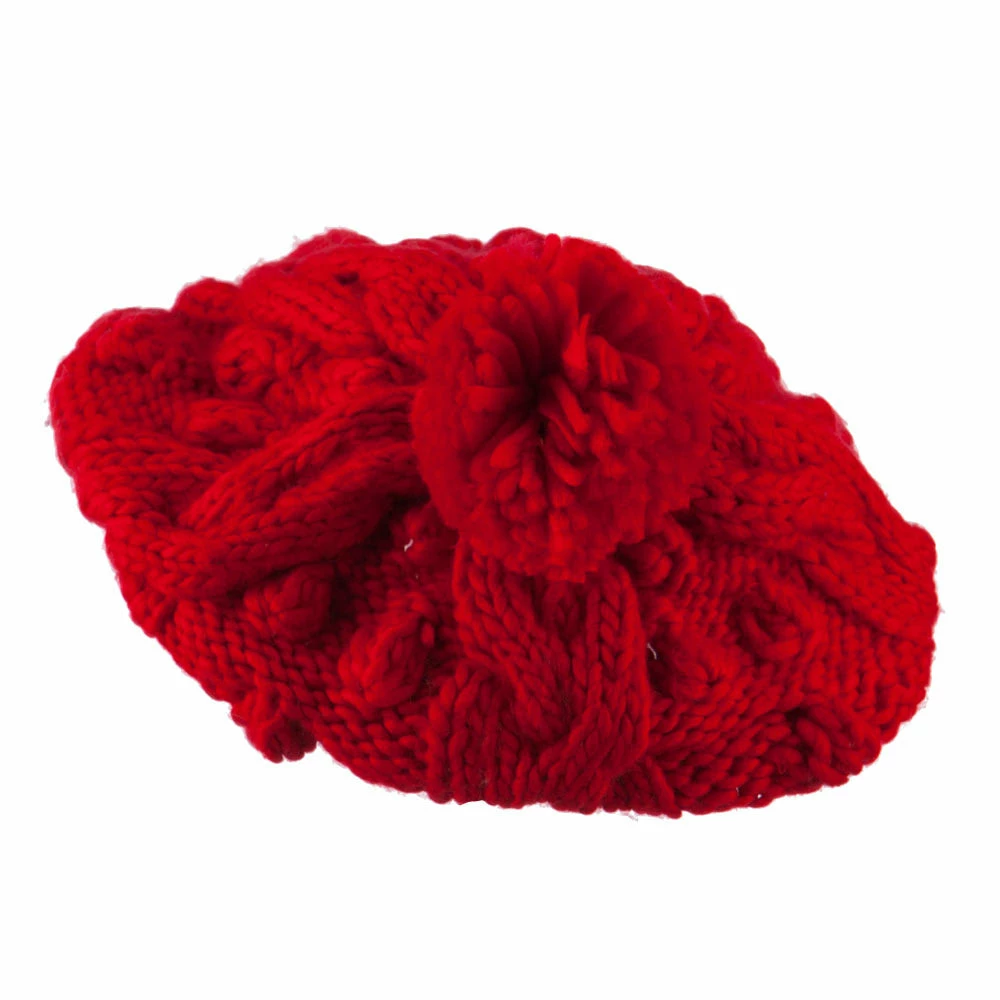 City Hunter Twist Beret Knitted With Pom Pom - Image 22
