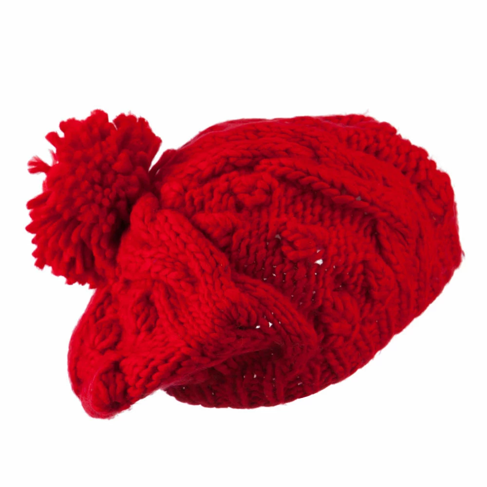 City Hunter Twist Beret Knitted With Pom Pom - Image 23