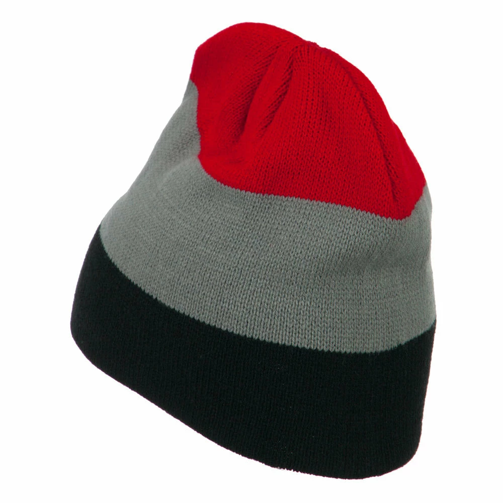 MG Three Colors Striped Knitted Beanie - Image 2