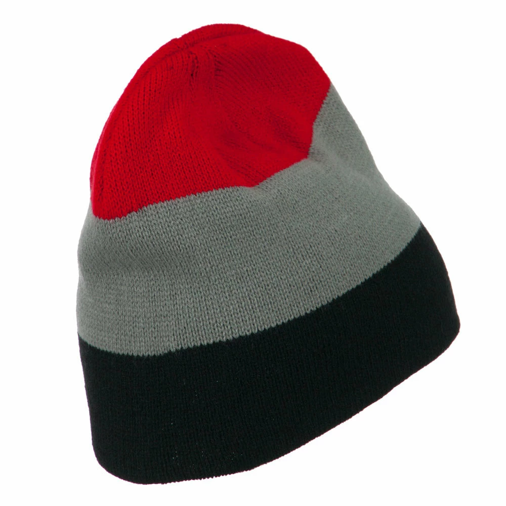 MG Three Colors Striped Knitted Beanie - Image 3