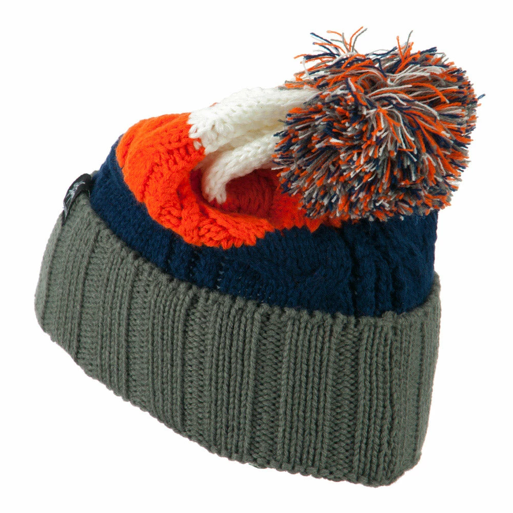 City Hunter Three Tone Knit Pom Beanie - Image 17