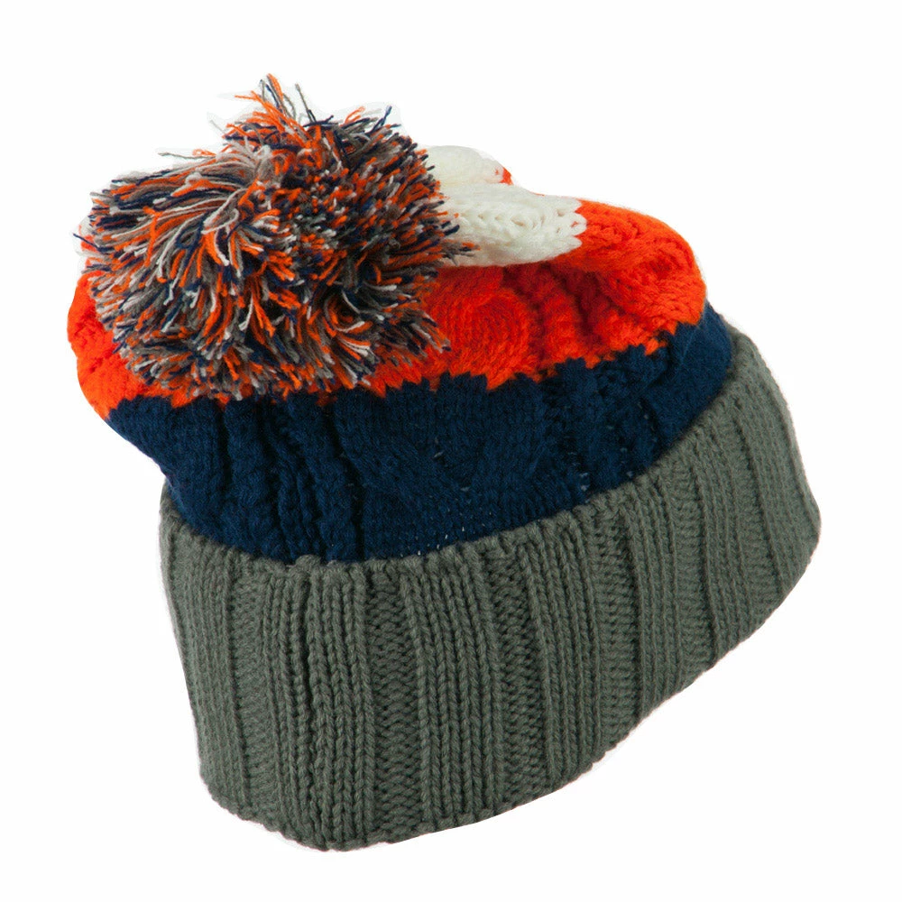 City Hunter Three Tone Knit Pom Beanie - Image 18