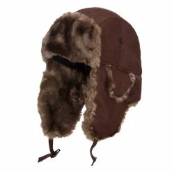 City Hunter Suede Solid Faux Fur Trooper Hat