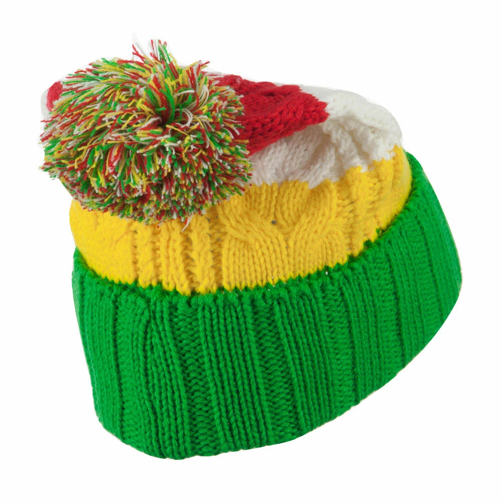City Hunter Three Tone Knit Pom Beanie - Image 38