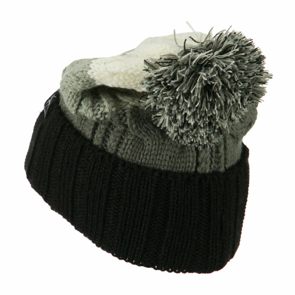 City Hunter Three Tone Knit Pom Beanie - Image 47