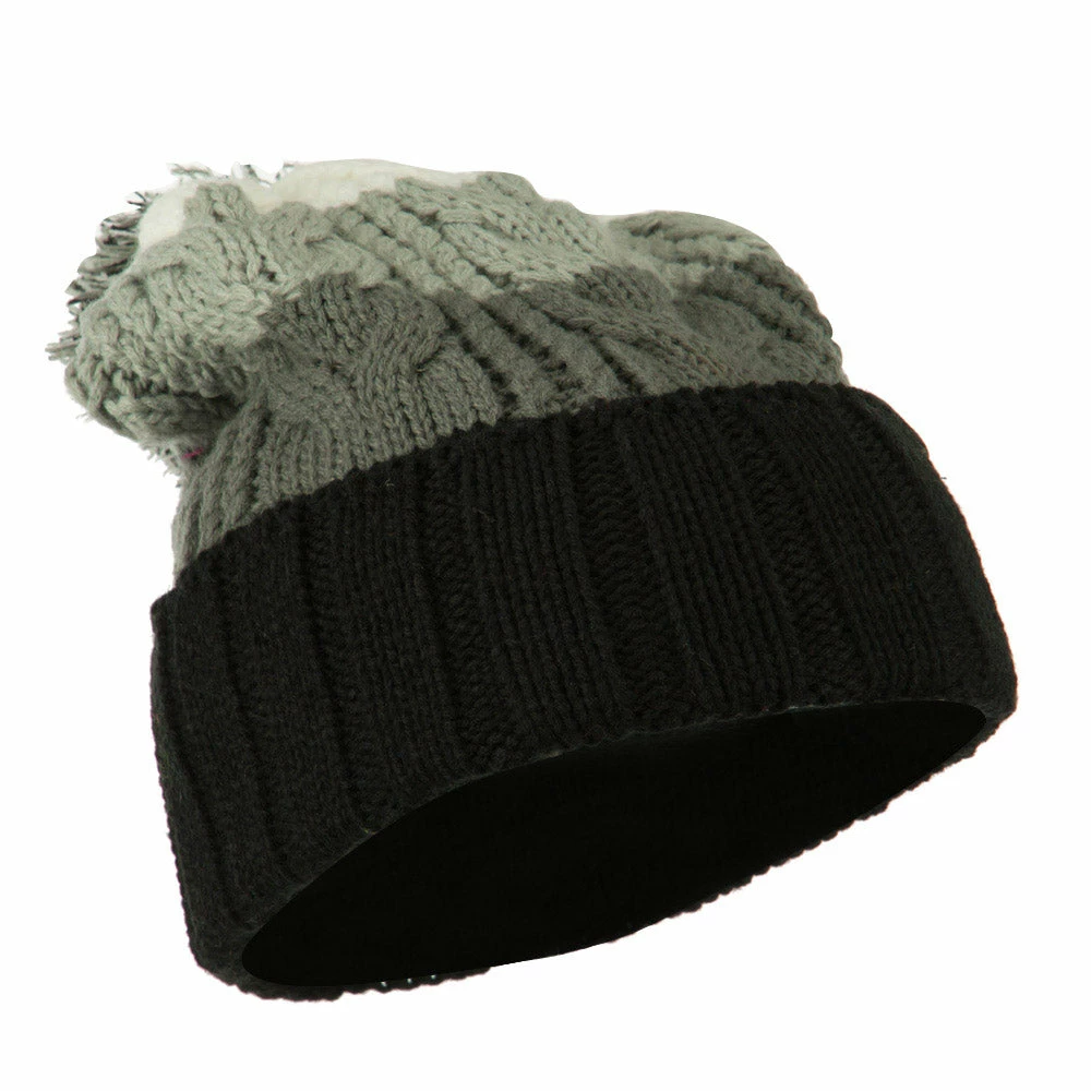 City Hunter Three Tone Knit Pom Beanie - Image 49
