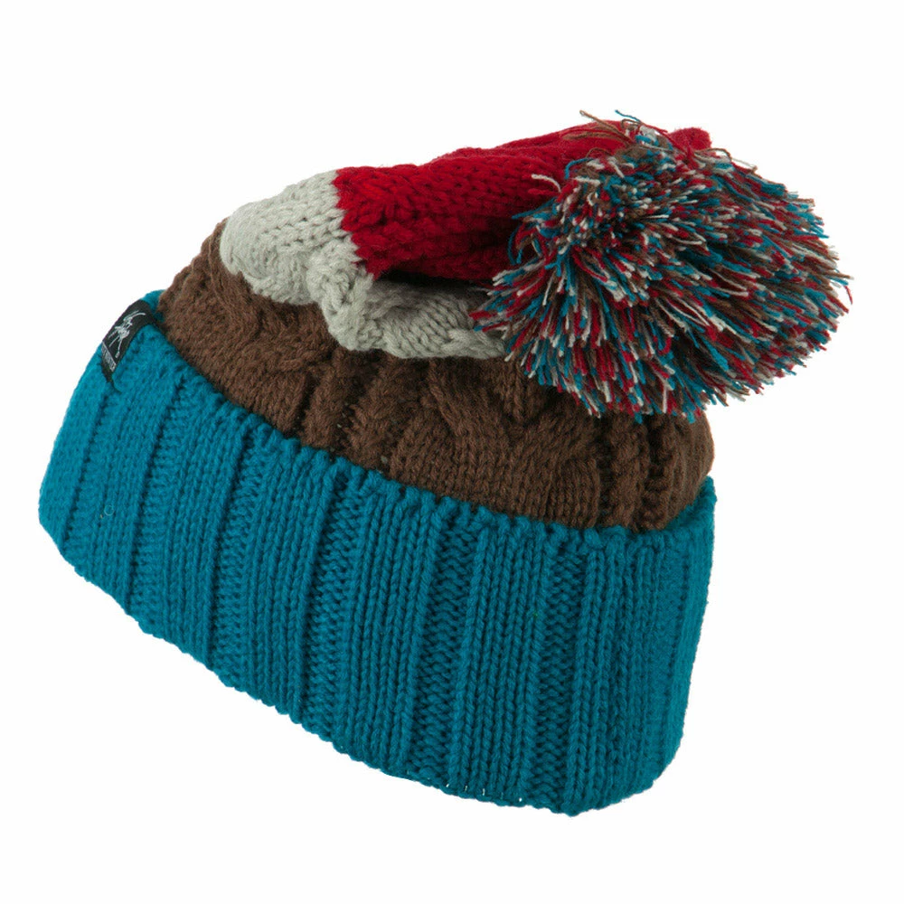 City Hunter Three Tone Knit Pom Beanie - Image 7
