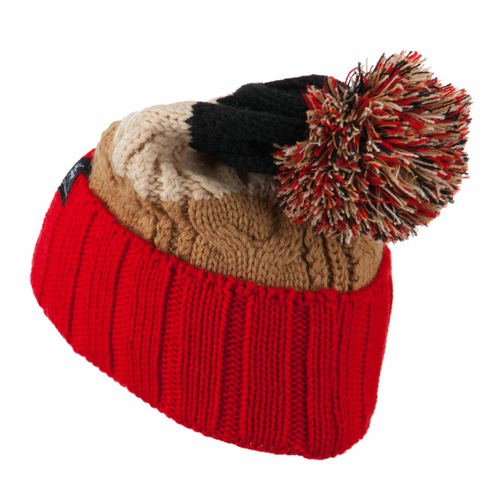City Hunter Three Tone Knit Pom Beanie - Image 32