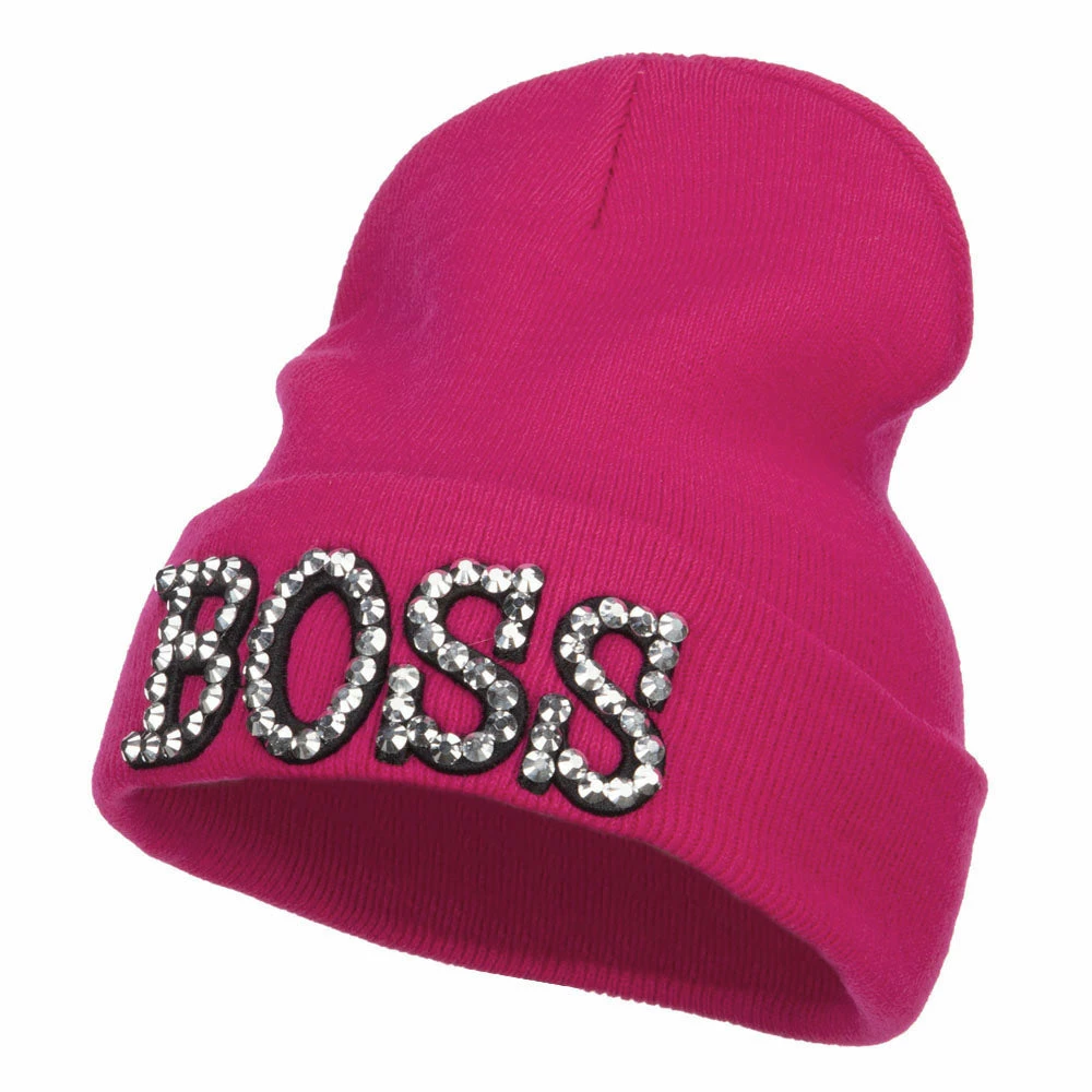 Something Special Boss Rhinestones Cuff Long Beanie