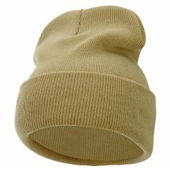 Bayside 12 Inch Solid Knit Cuff Long Beanie