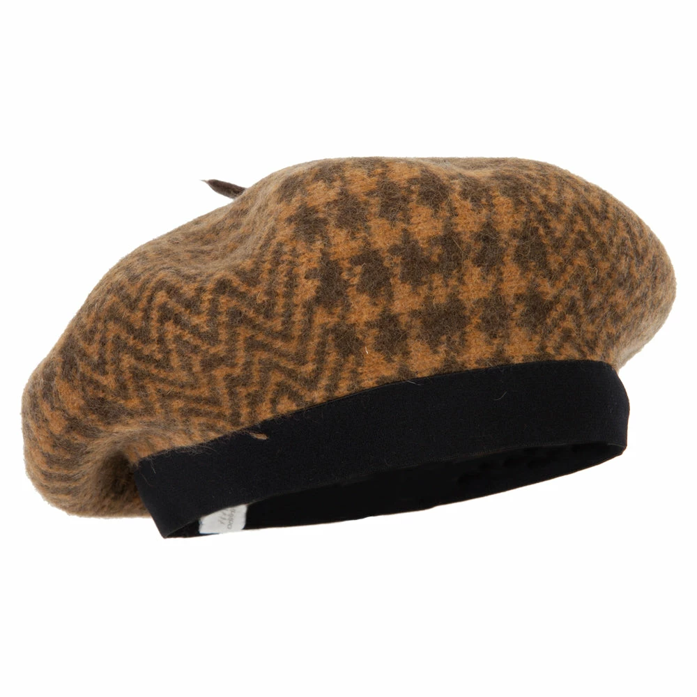 Jeanne Simmons Women's Wool Zig Zag Herringbone Two Tone Pattern Beret Hat - Image 4