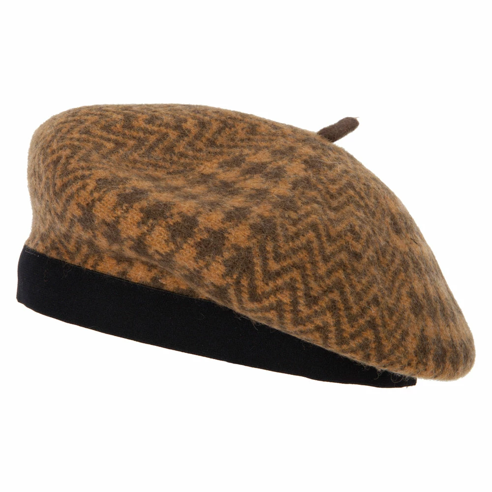 Jeanne Simmons Women's Wool Zig Zag Herringbone Two Tone Pattern Beret Hat - Image 5