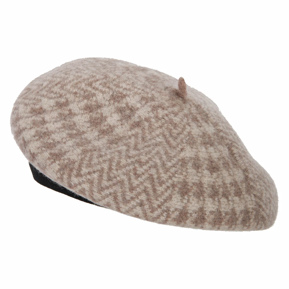 Jeanne Simmons Women's Wool Zig Zag Herringbone Two Tone Pattern Beret Hat - Image 7