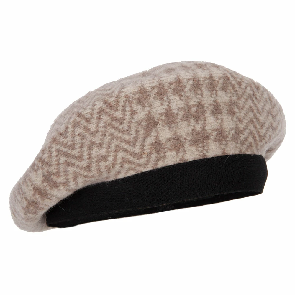 Jeanne Simmons Women's Wool Zig Zag Herringbone Two Tone Pattern Beret Hat - Image 9