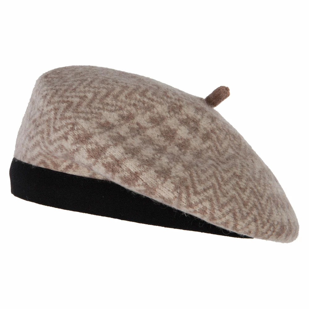 Jeanne Simmons Women's Wool Zig Zag Herringbone Two Tone Pattern Beret Hat - Image 10