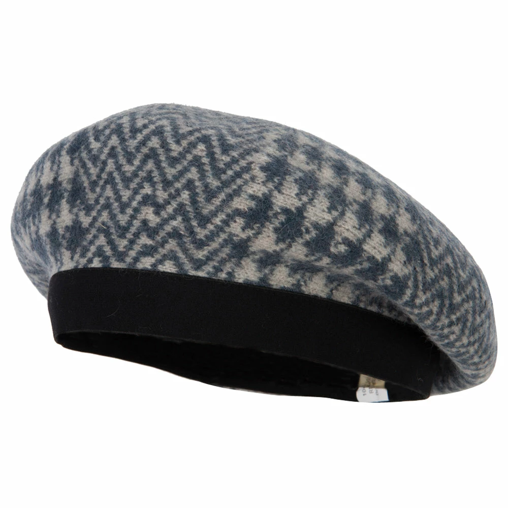 Jeanne Simmons Women's Wool Zig Zag Herringbone Two Tone Pattern Beret Hat - Image 11