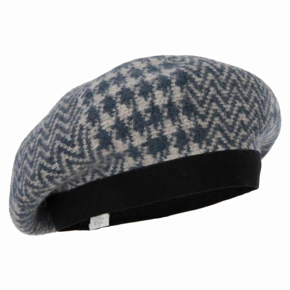 Jeanne Simmons Women's Wool Zig Zag Herringbone Two Tone Pattern Beret Hat - Image 14