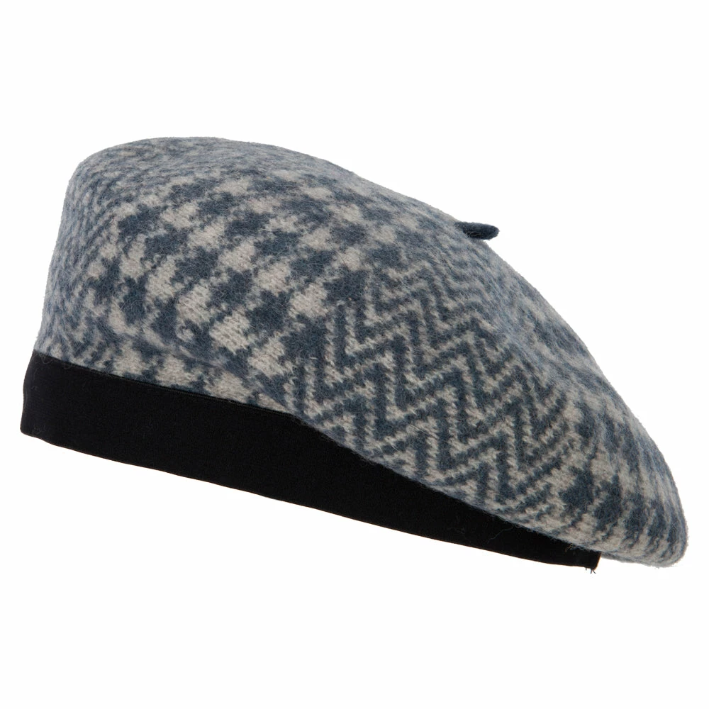 Jeanne Simmons Women's Wool Zig Zag Herringbone Two Tone Pattern Beret Hat - Image 15