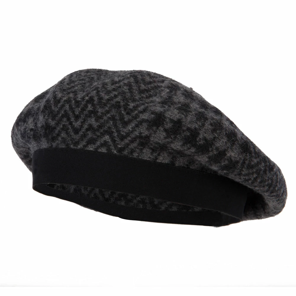 Jeanne Simmons Women's Wool Zig Zag Herringbone Two Tone Pattern Beret Hat - Image 16