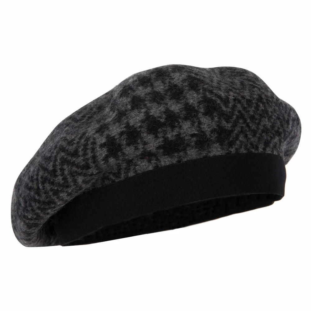 Jeanne Simmons Women's Wool Zig Zag Herringbone Two Tone Pattern Beret Hat - Image 19