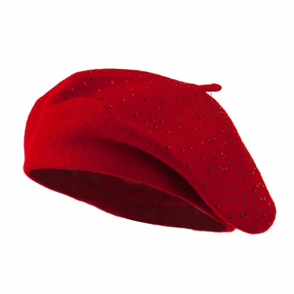 Jeanne Simmons Wool Beret With Bead Spiral Design