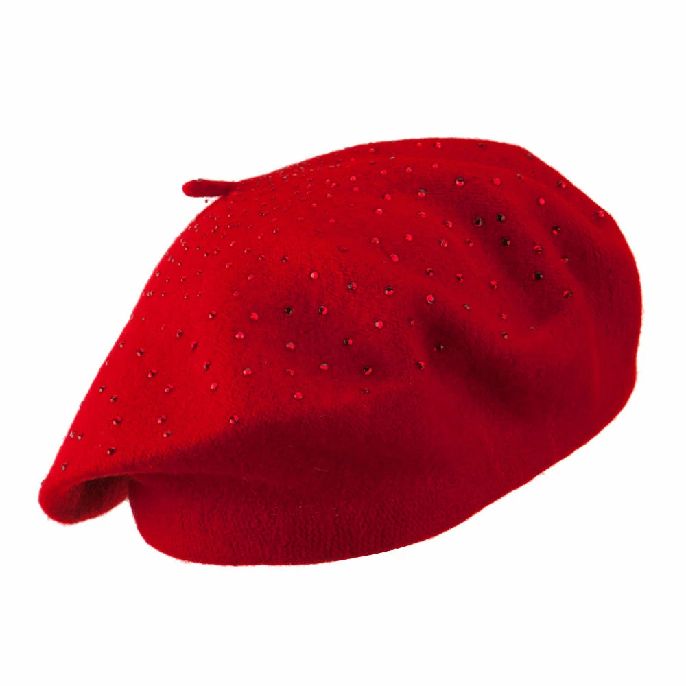 Jeanne Simmons Wool Beret With Bead Spiral Design - Image 3