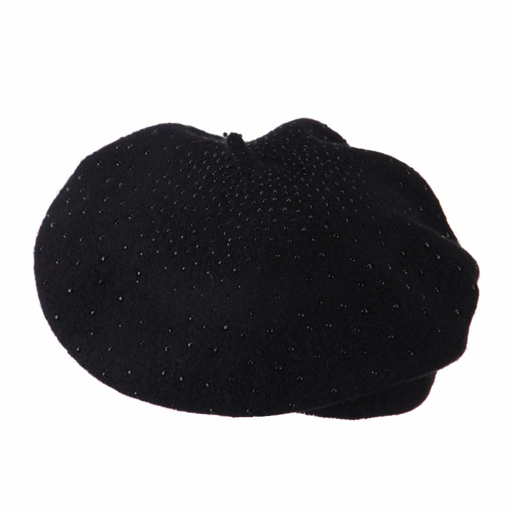 Jeanne Simmons Wool Beret With Bead Spiral Design - Image 7