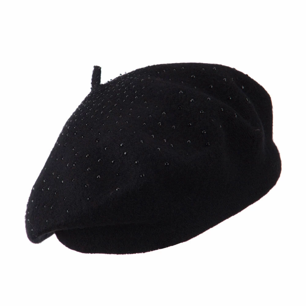 Jeanne Simmons Wool Beret With Bead Spiral Design - Image 8