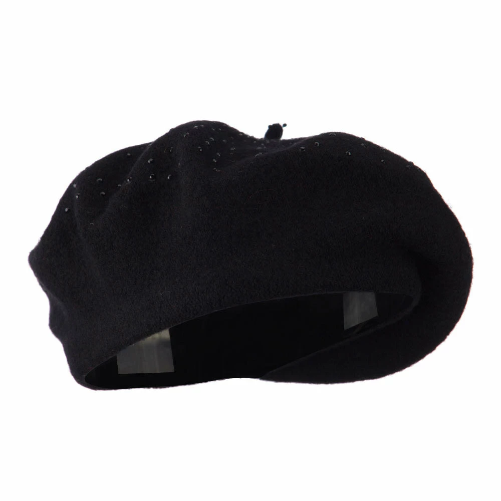 Jeanne Simmons Wool Beret With Bead Spiral Design - Image 9
